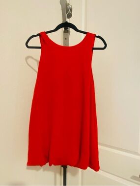 Red Sleeveless Swing Dress